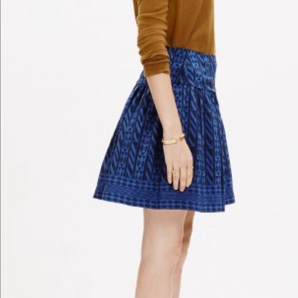 Madewell Skyline 100% Silk Skirt Geometric Print Sz 2 - Picture 4 of 6